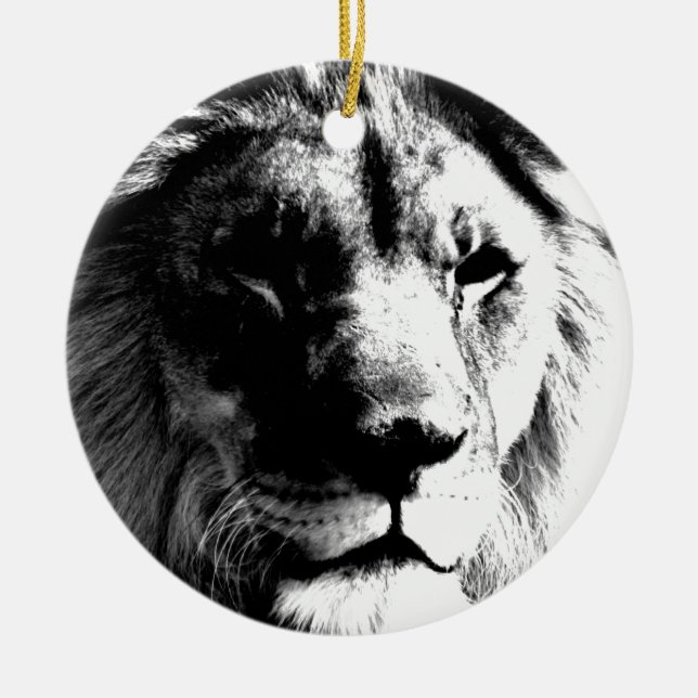 Schwarz-Weiß-Lion Keramikornament (Vorne)