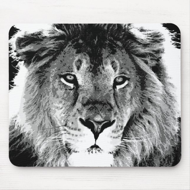 Schwarz-Weiß-Lion Mousepad (Vorne)