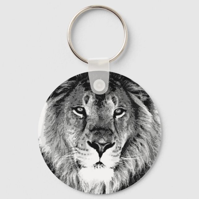 Schwarz-Weiß-Lion Schlüsselanhänger (Vorderseite)