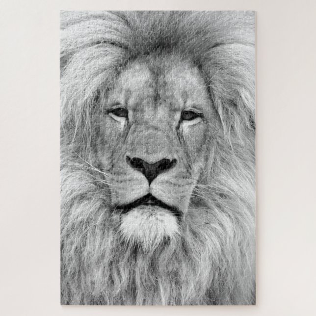 Schwarz-Weiß-Lion - Tiere Art Puzzle (Vertikal)