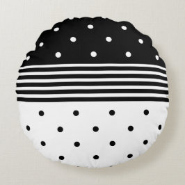 Schwarz-Weiß-Lochmuster - Drehkissenrundung Rundes Kissen
