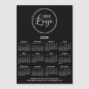 Schwarz-Weiß-Logo 2026 Magnetkalender Magnetkarte