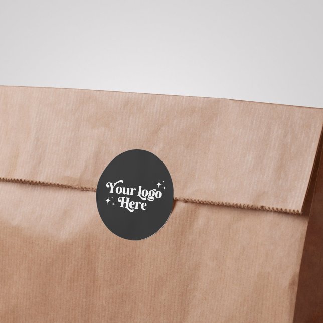 Schwarz-Weiß-Logo für kleine Unternehmen Runder Aufkleber (Von Creator hochgeladen)