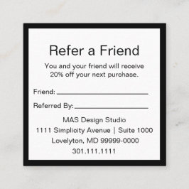 Schwarz-Weiß-Logo hier Empfehlen Sie einem Freund Empfehlungskarte