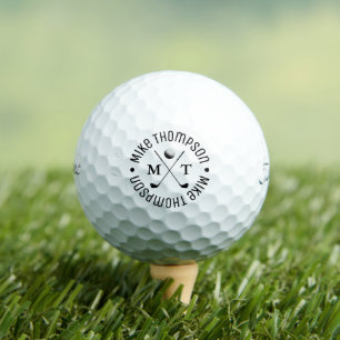 Schwarz-Weiß-Logo-Monogramm für einen Golf-Player Golfball