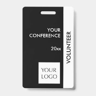 Schwarz-Weiß-Logoabzeichen für Event-Volunteers Ausweis