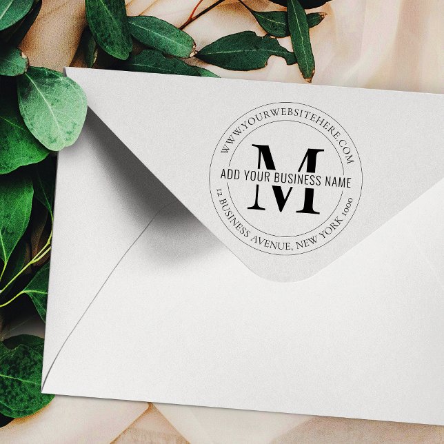 Schwarz-Weiß-Logos für Minimalistische Unternehmen Gummistempel (minimalist black monogram business rubber ink stamp)