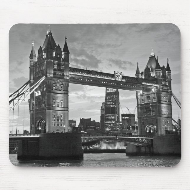 Schwarz-weiß London Tower Bridge UK Travel Mousepad (Vorne)