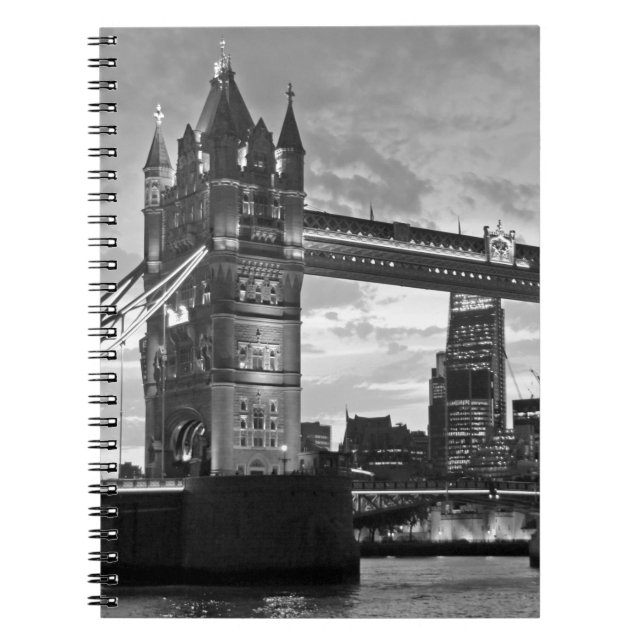 Schwarz-weiß London Tower Bridge UK Travel Notizblock (Vorderseite)