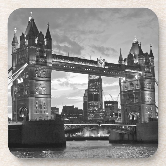 Schwarz-weiß London Tower Bridge UK Travel Untersetzer (Vorderseite)