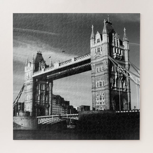 Schwarz-weiß LondonTower Bridge Art Travel Puzzle (Horizontal)