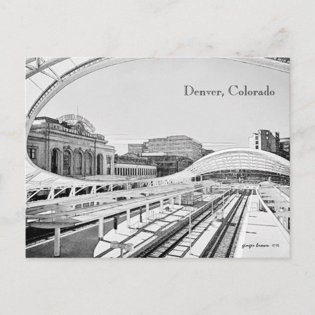 Schwarz-Weiß-Look der Gewerkschaft Station, Denver Postkarte (Vorderseite)
