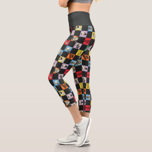 Schwarz-Weiß-LOONEY TUNES™ in bunten Schachbretter Capri Leggings