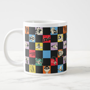 Schwarz-Weiß-LOONEY TUNES™ in bunten Schachbretter Jumbo-Tasse