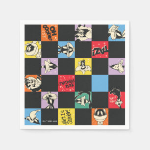 Schwarz-Weiß-LOONEY TUNES™ in bunten Schachbretter Serviette