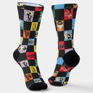 Schwarz-Weiß-LOONEY TUNES™ in bunten Schachbretter Socken
