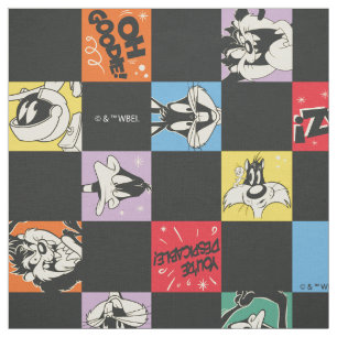 Schwarz-Weiß-LOONEY TUNES™ in bunten Schachbretter Stoff