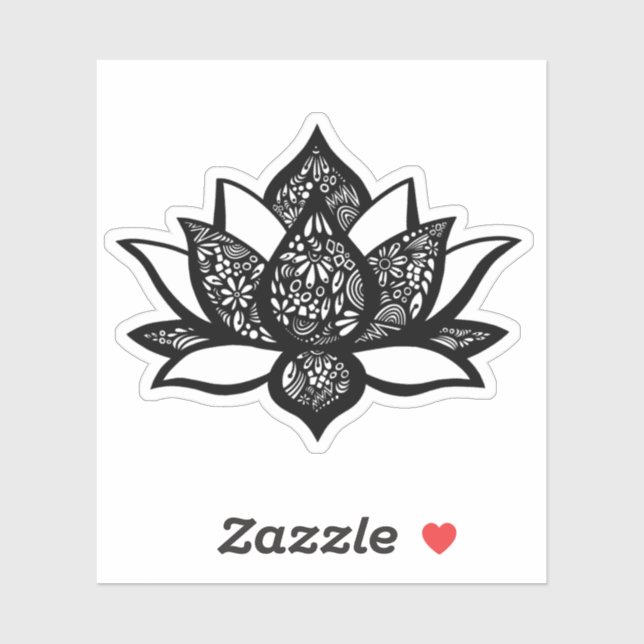 Schwarz-Weiß-Lotus-Blume Die Sticker (Blatt)