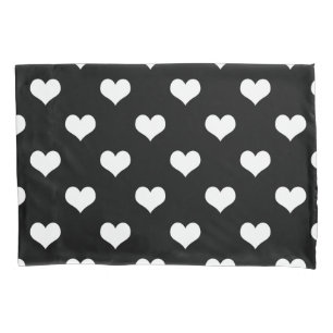 Schwarz Weiß Lovely Hearts Design Kissenbezug