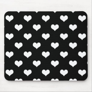 Schwarz Weiß Lovely Hearts Design Mousepad