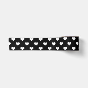 Schwarz Weiß Lovely Hearts Design  Satinband