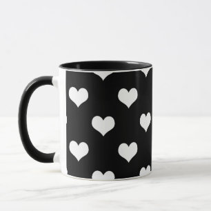 Schwarz Weiß Lovely Hearts Design  Tasse