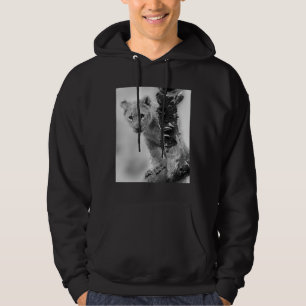 Schwarz-Weiß-Löwe Hoodie