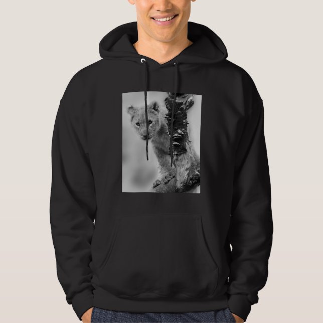Schwarz-Weiß-Löwe Hoodie (Vorderseite)