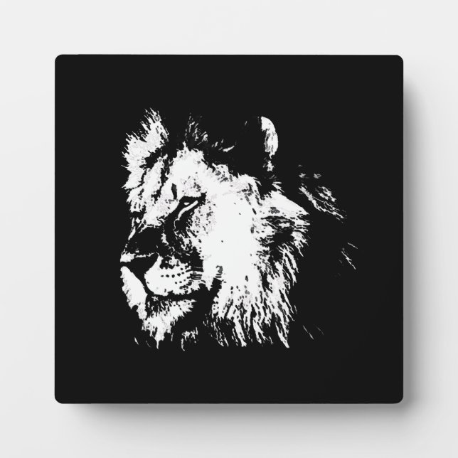 Schwarz Weiß Löwe - Tier Pop Art Fotoplatte (Vorderseite)