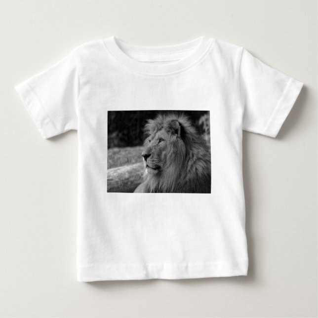 Schwarz-Weiß-Löwe - Wildtier Baby T-shirt (Vorderseite)