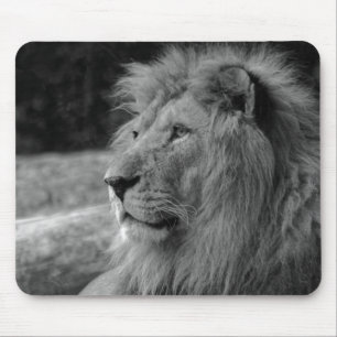 Schwarz-Weiß-Löwe - Wildtier Mousepad