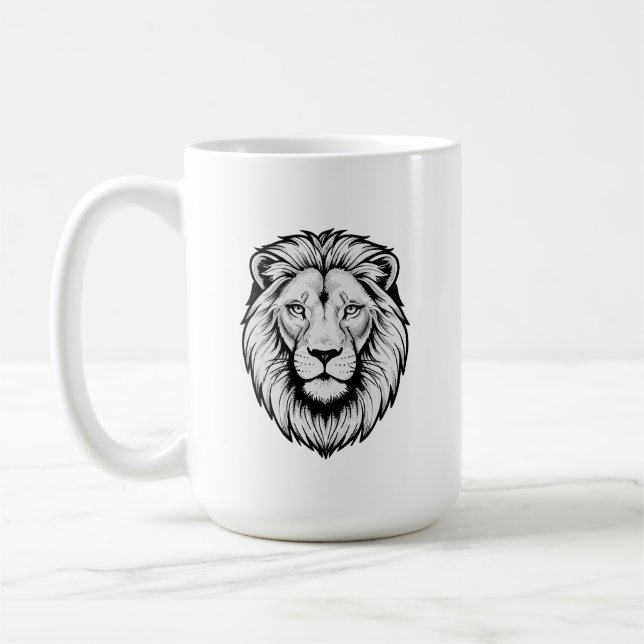Schwarz-Weiß-Löwengesicht Kaffeetasse (Links)