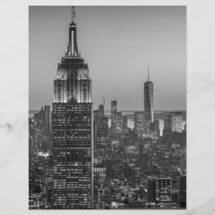 Schwarz-Weiß-Luftbild New Yorks Nacht
