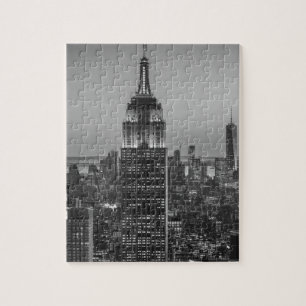 Schwarz-Weiß-Luftbild New Yorks Nacht Puzzle
