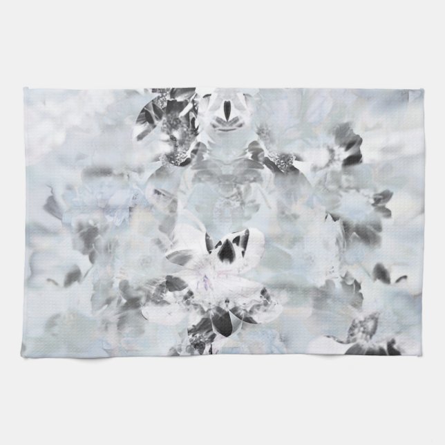 Schwarz-Weiß Luxus abstrakt moderne Kunst Geschirrtuch (Horizontal)