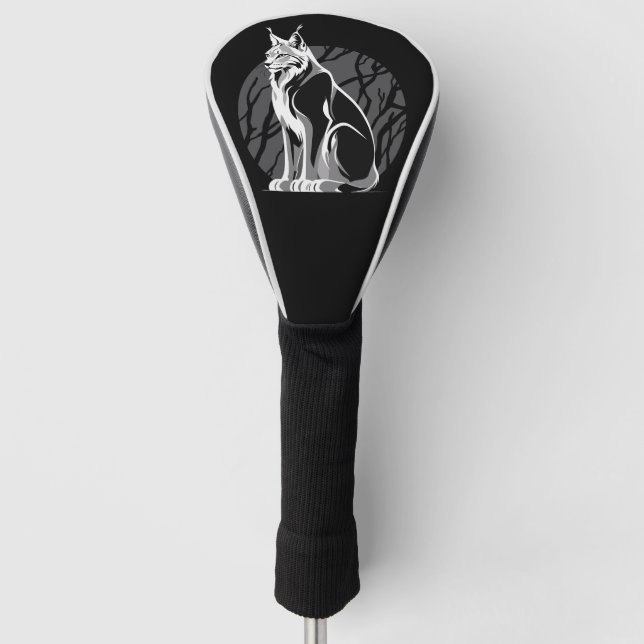 Schwarz-Weiß-Lynx Golf Headcover (Vorderseite)