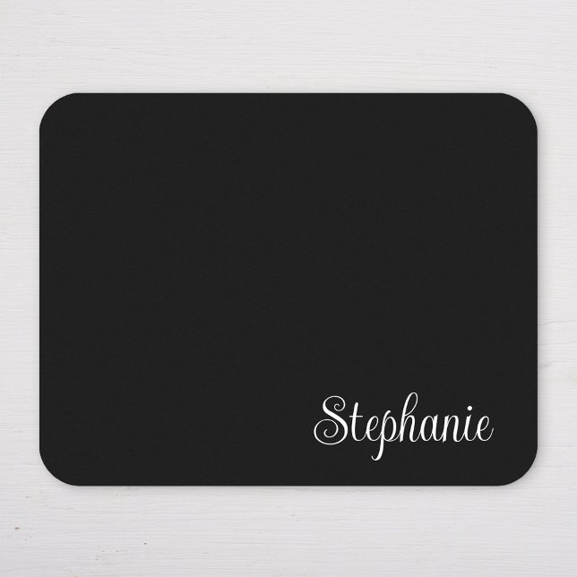 Schwarz-Weiß-Mädchen Moderner Name Mousepad (Personalized Black and White Mousepad)