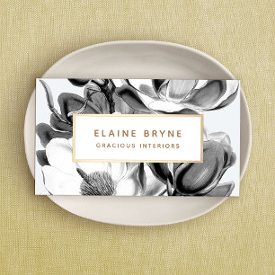 Schwarz-weiß Magnolia Botanical Visitenkarte