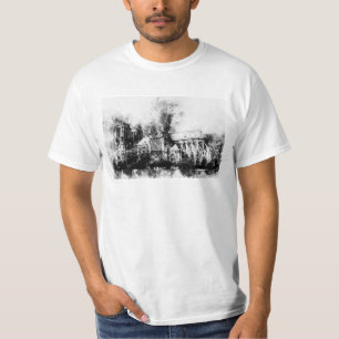 Schwarz-Weiß-Malerei der Kathedrale Notre Dame T-Shirt