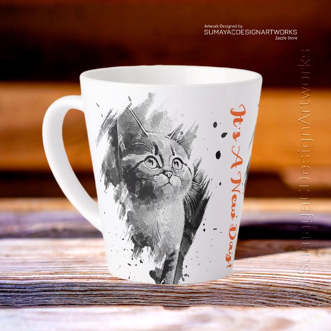 🔸 Schwarz-Weiß-Malerkatze Latte-Tasse Milchtasse (Von Creator hochgeladen)