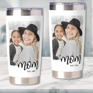 Schwarz Weiß Mama Foto Thermobecher