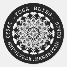 Schwarz-Weiß-Mandala-Adressetikett