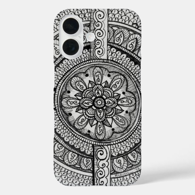Schwarz-Weiß-Mandala-Blume Gemustert Case-Mate iPhone Hülle (Rückseite)