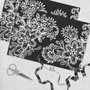 Schwarz-Weiß-Mandala-Blume handgezeichnet Doodle Seidenpapier