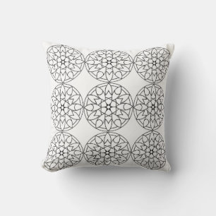 Schwarz-weiß Mandala Blumenmuster Muster Pillow Kissen