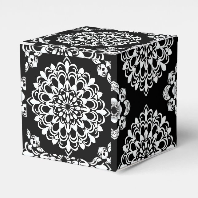 Schwarz-Weiß-Mandala-Design Geschenkschachtel (Vorderseite)