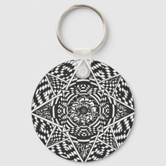 Schwarz-Weiß-Mandala-Design Schlüsselanhänger
