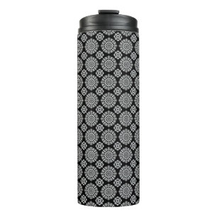 Schwarz-Weiß-Mandala-Design Thermosbecher