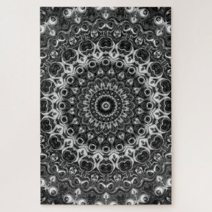 Schwarz-Weiß-Mandala-Geometrie-Design Puzzle
