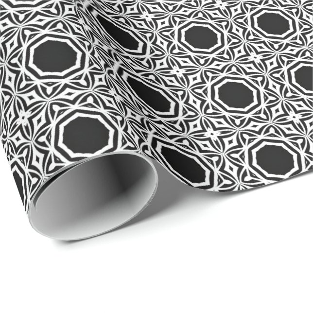 Schwarz-Weiß-Mandala-Linien Muster 1 Geschenkpapier (Rolleneckpunkt)